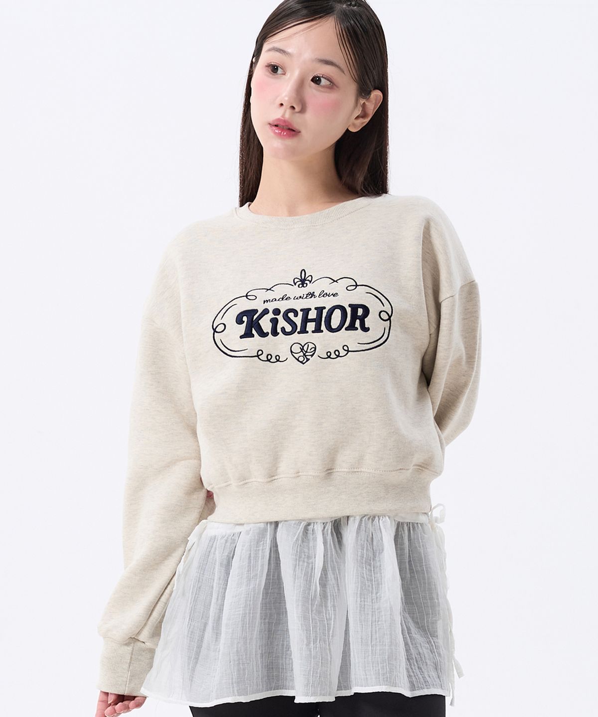 키쇼르(KISHOR) (기모) Classic Emblem Sweatshirt Oatmael