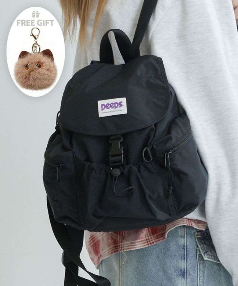 Compact Backpack(Black) 폼버디 키링 포함