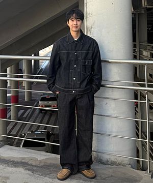 [오정규 PICK] [SET]블랙 로우 데님 원턱 셋업