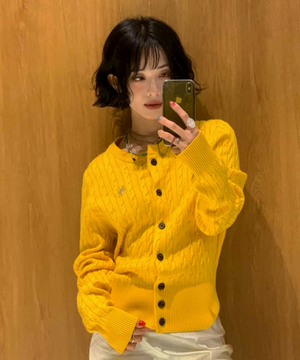 GNRL 시그니처 슈퍼파인 울 케이블 가디건 [YELLOW] / WBD3L04505