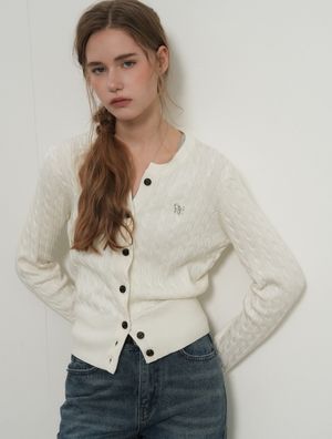 GNRL 시그니처 슈퍼파인 울 케이블 가디건 [WHITE] / WBD3L04505