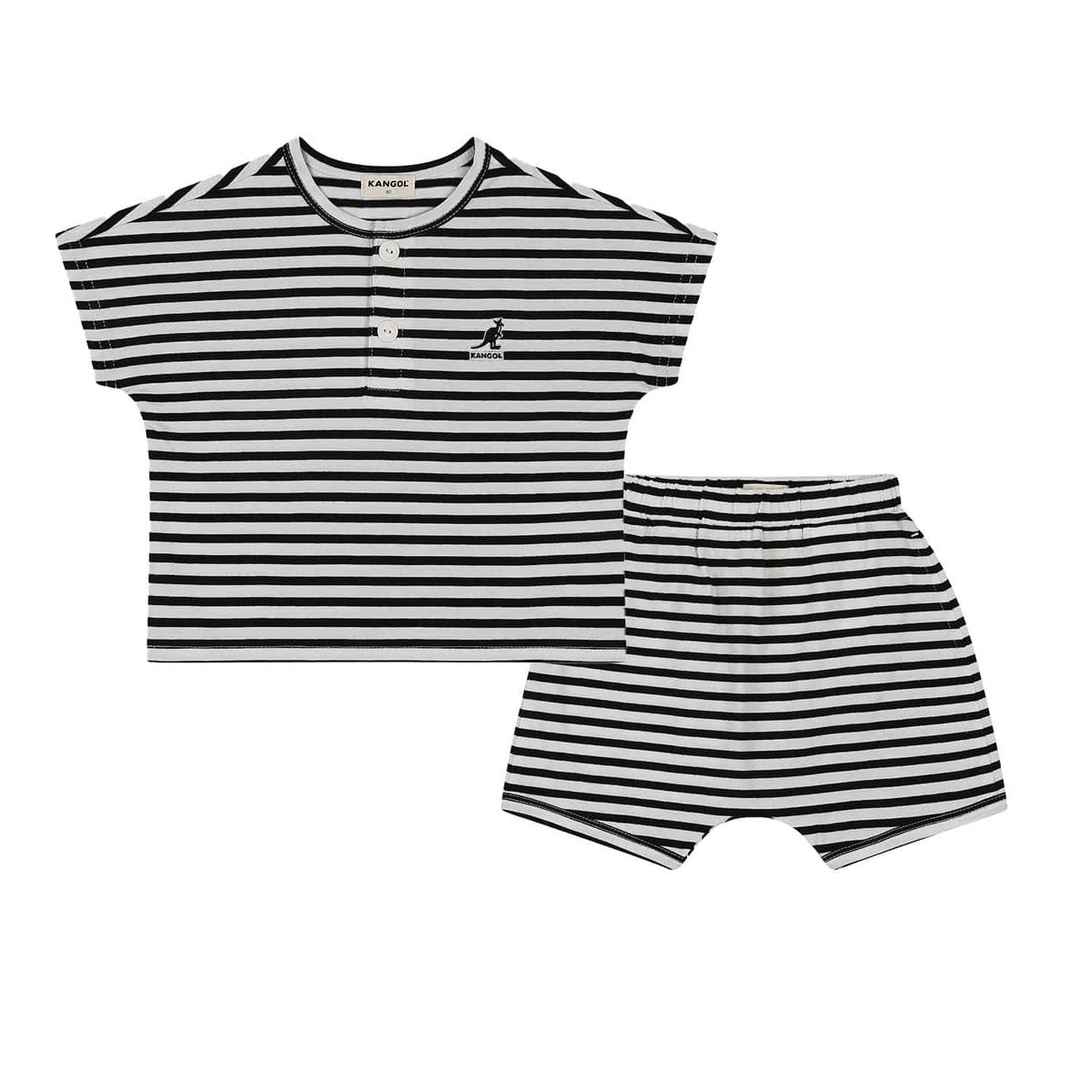 캉골키즈(KANGOL KIDS) [베이비] 스트라이프 헨리넥 세트웨어 SB 0A06 블랙