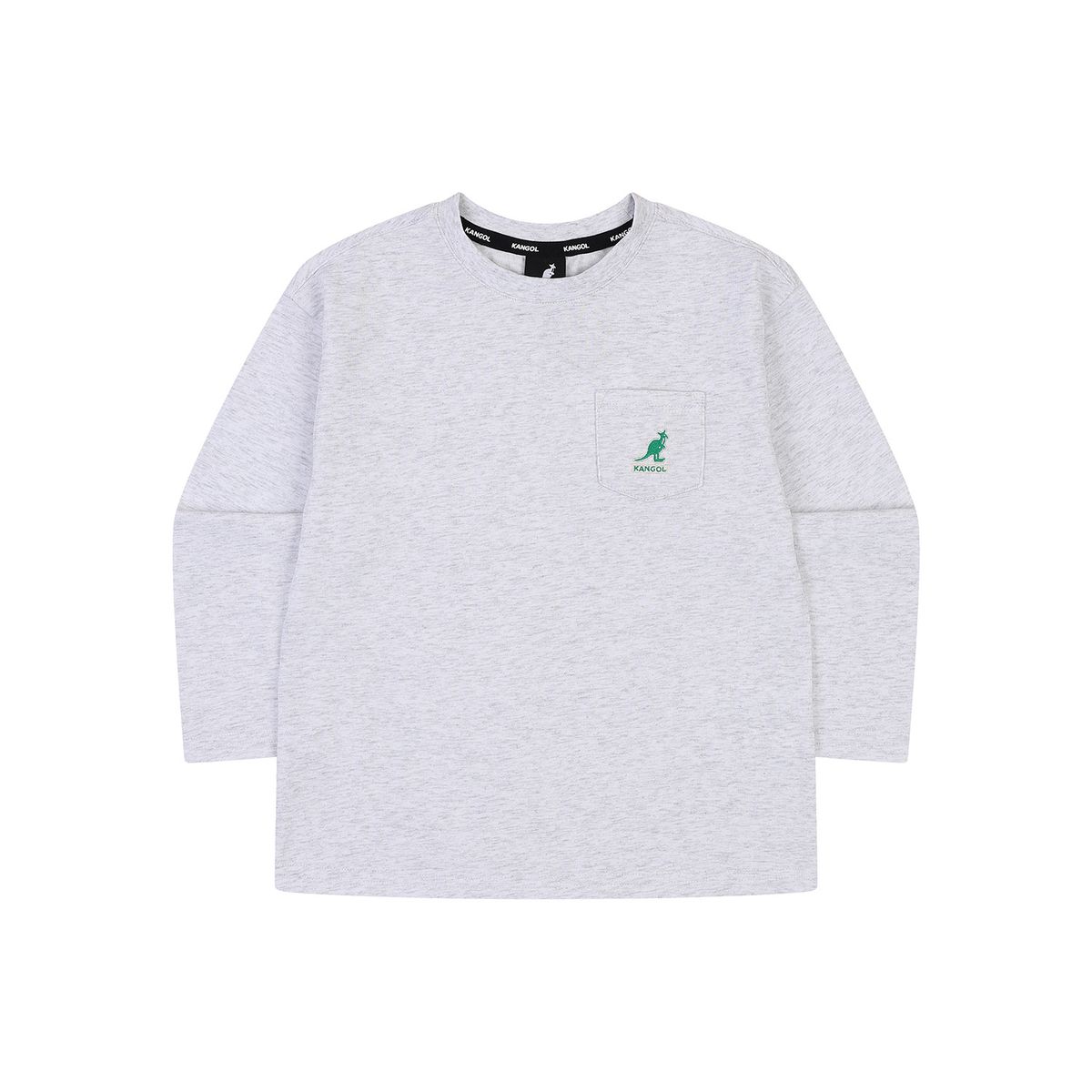 캉골키즈(KANGOL KIDS) 포켓 로고 롱 슬리브 티셔츠 SA 0002 멜란지 그레이