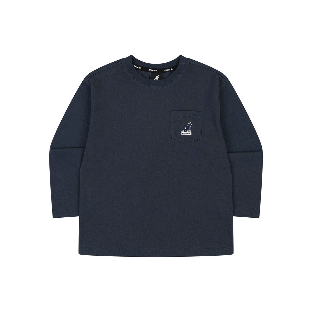 캉골키즈(KANGOL KIDS) 포켓 로고 롱 슬리브 티셔츠 SA 0002 네이비