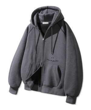 [기모] 스마일 피치 브러쉬 래글런 후드집업 BK7976_딥그레이