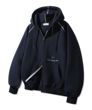 [기모] 스마일 피치 브러쉬 래글런 후드집업 BK7976_네이비