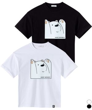 베어 프린팅 오버핏 반팔 티셔츠 JT-3202