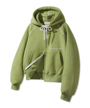 [기모] 스마일 피치 브러쉬 래글런 후드집업 BK7976_올리브