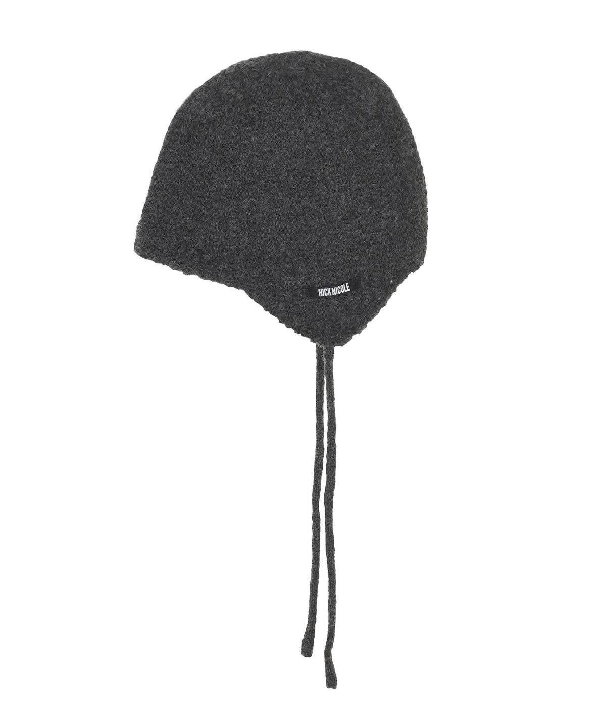 닉앤니콜(NICK&NICOLE) RIBBED KNIT EAR FLAP CAP_CHARCOAL