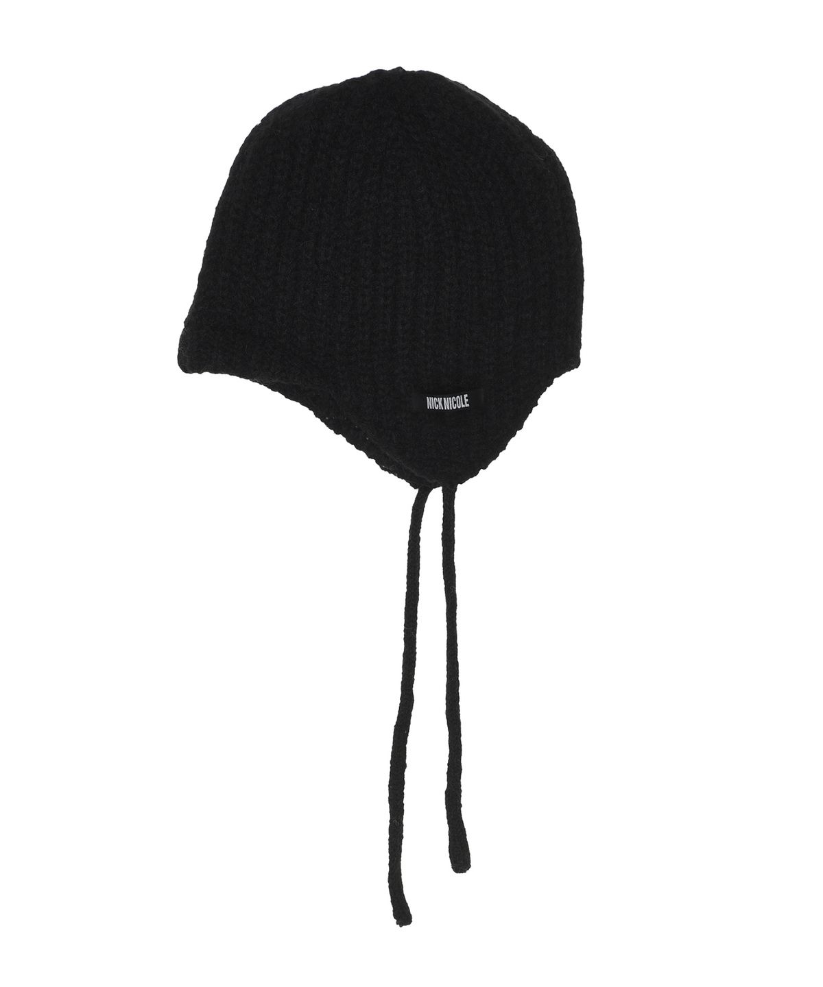 닉앤니콜(NICK&NICOLE) RIBBED KNIT EAR FLAP CAP_BLACK
