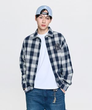 베이직 코튼 플란넬 체크셔츠 NY (Navy)