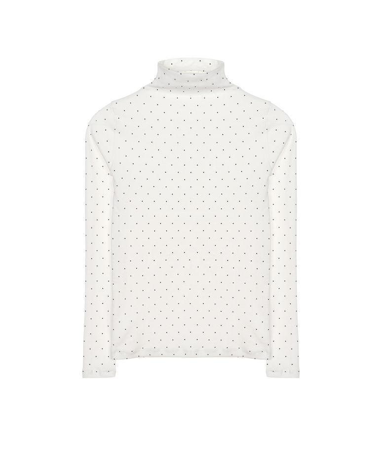 [ESSENTIAL] HIGH NECK SLIM TOP_DOT WHITE