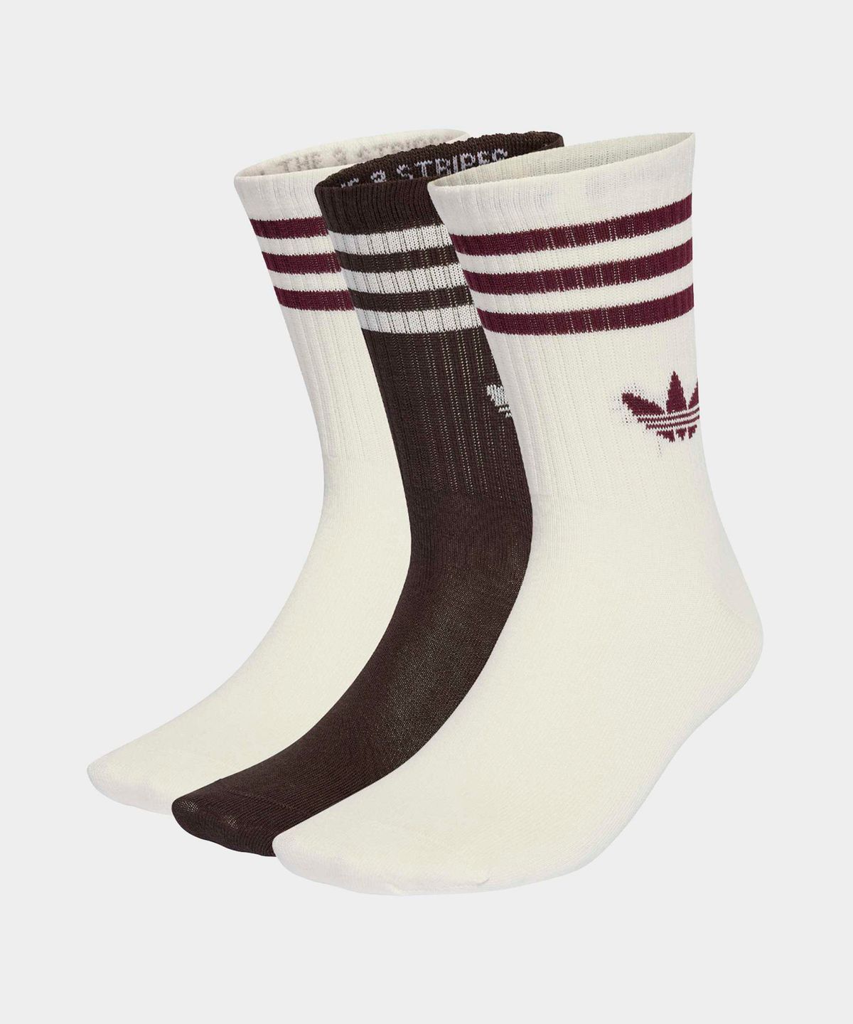 아디다스(ADIDAS) 3-스트라이프 크루 삭스 3켤레 - 화이트:아우라커피 / KD8253