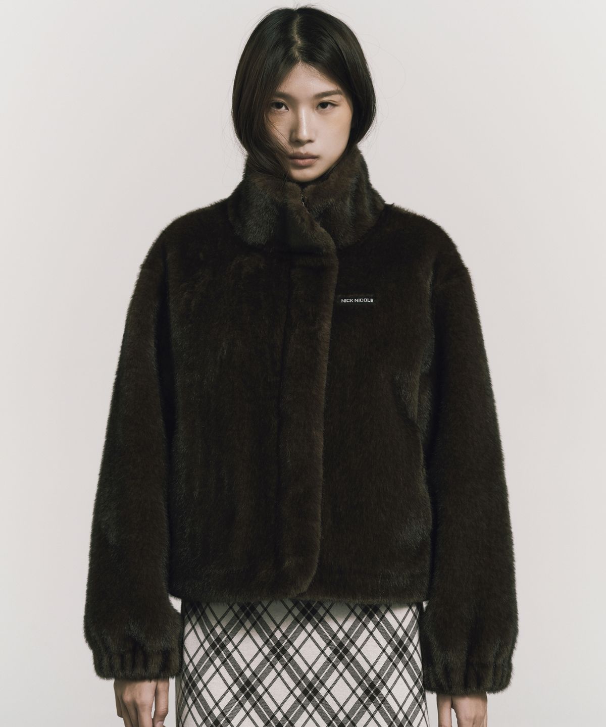 닉앤니콜(NICK&NICOLE) PREMIUM TOUCH FUR HIGH NECK JACKET_BROWN