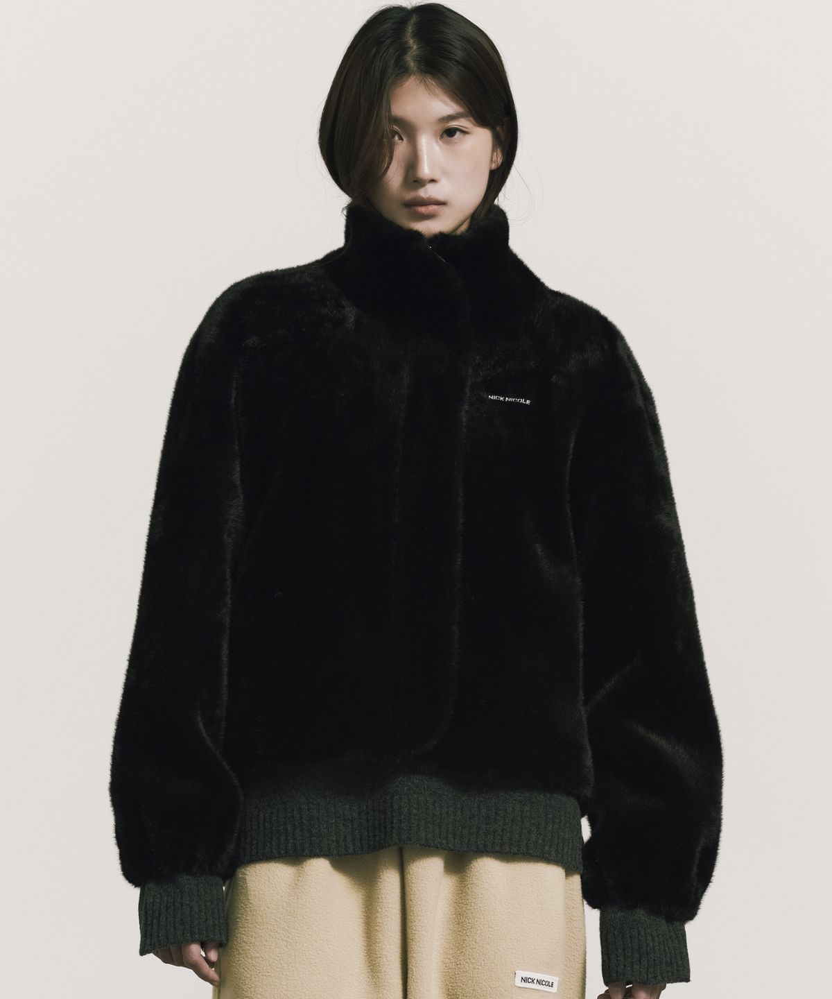 닉앤니콜(NICK&NICOLE) PREMIUM TOUCH FUR HIGH NECK JACKET_BLACK