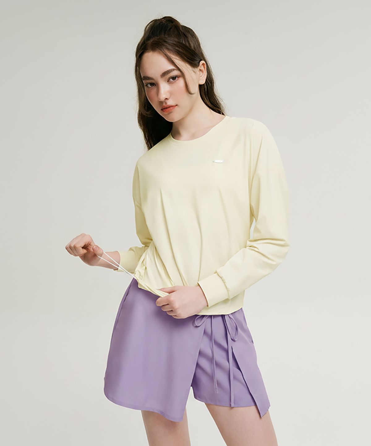 레이지비(LAZYBEE) [SET] 에어파스텔 스트링 여성 래쉬가드 + 랩스커트 큐롯 코코넛
