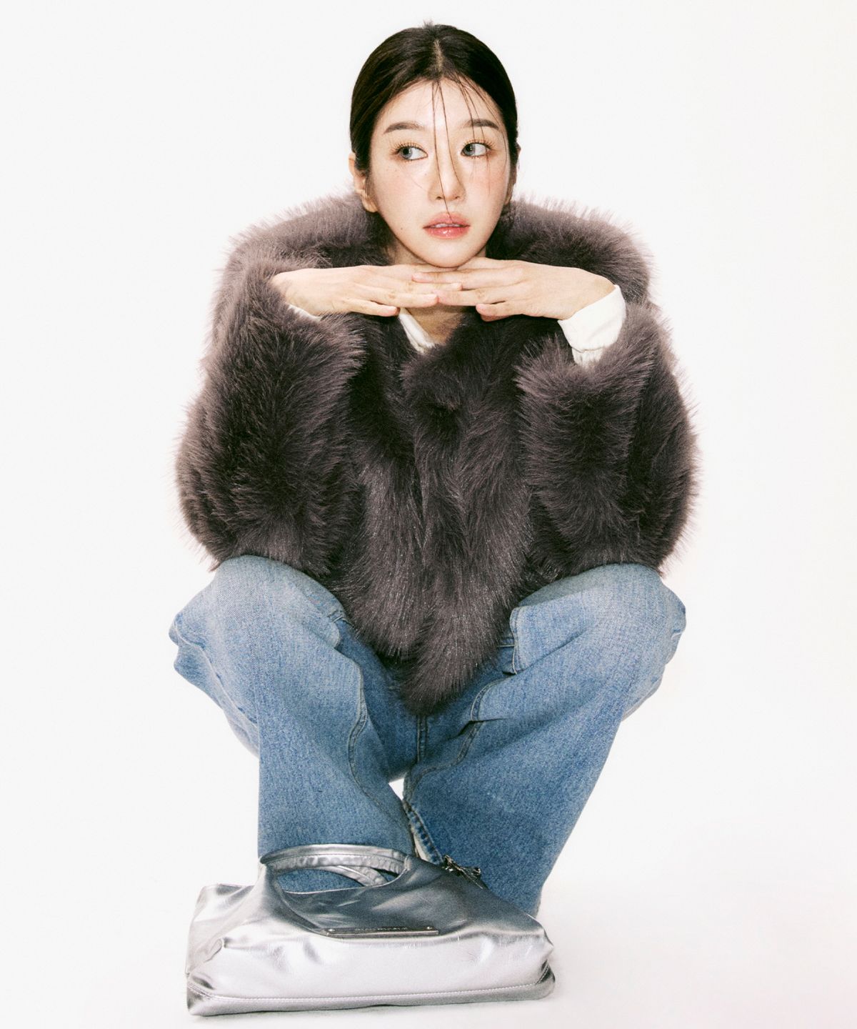 닉앤니콜(NICK&NICOLE) SOFT FUR CROPPED JACKET_CHARCOAL