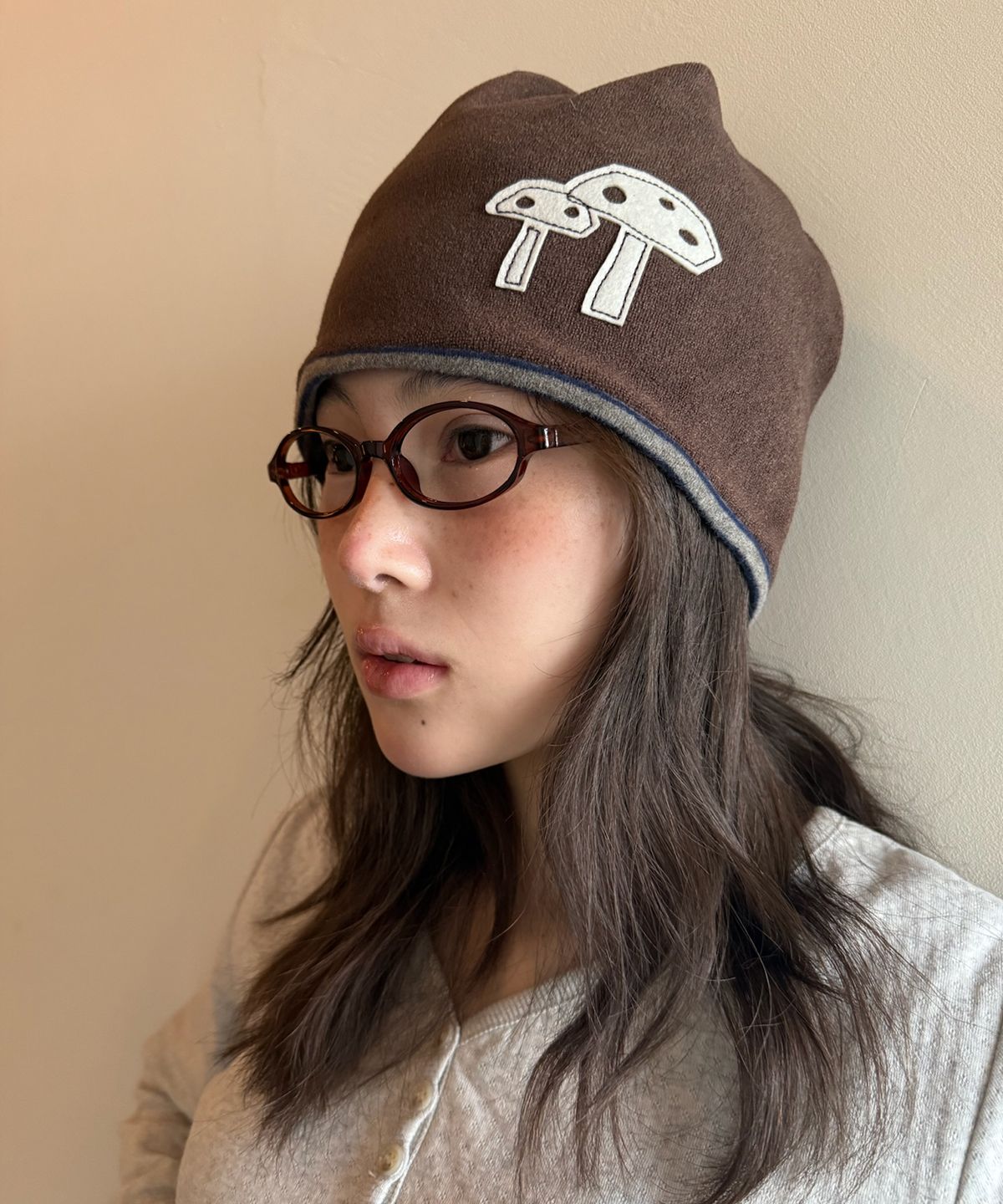 나츠(NAATS) Mushroom terry beanie, brown