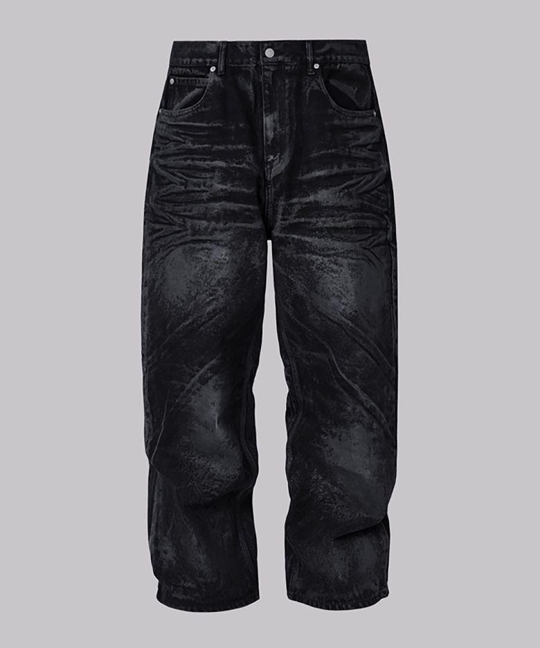 COATED BLACK DENIM PANTS