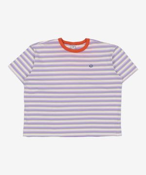 로고 와펜 오버 핏 스트라이프 티셔츠 퍼플 XL