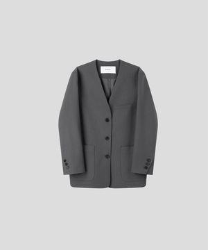 미니멀 칼라리스 재킷 노카라 [차콜]