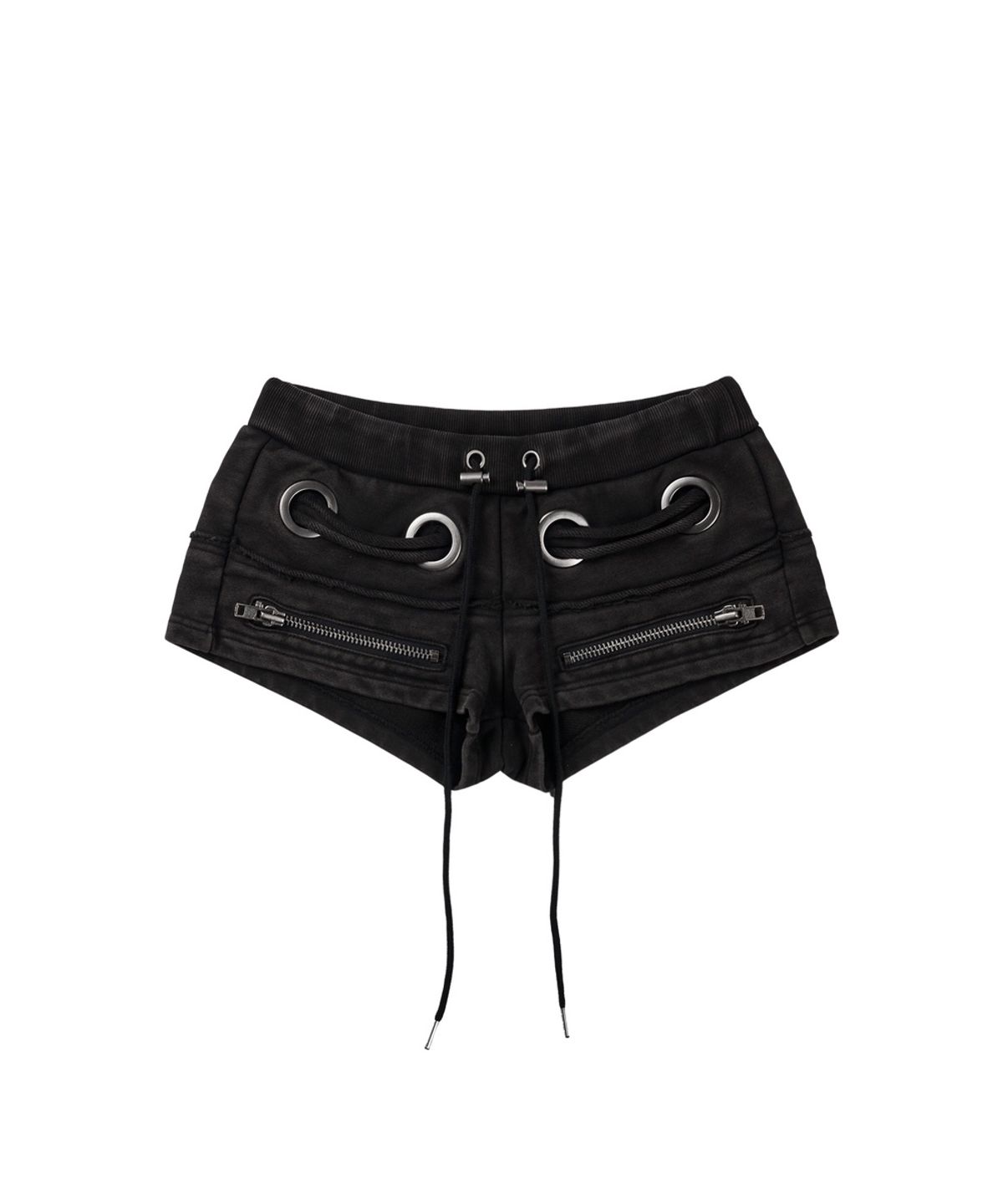 보니앤키예(BONIENKIYE) Eyelet Short Pants (Washed Black)