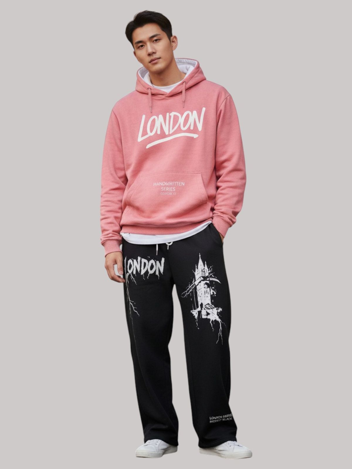 지블랙(ZBLACK) 글로벌 시티  오버핏 후드 런던 코랄