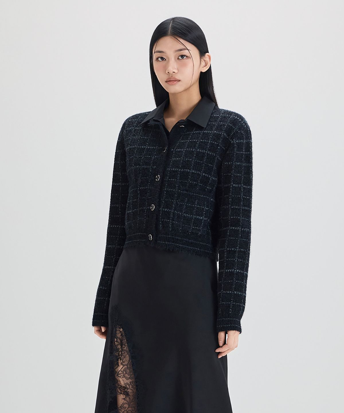 미쏘(MIXXO) 트위드 가디건_MIWCKG123T