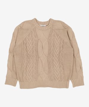 헤비 멀티 케이블 오버핏 스웨터 (베이지) 48