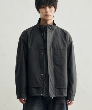 코팅 코튼 하이넥 블루종 자켓 [블랙]
