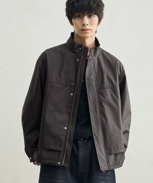 코팅 코튼 하이넥 블루종 자켓 [브라운]