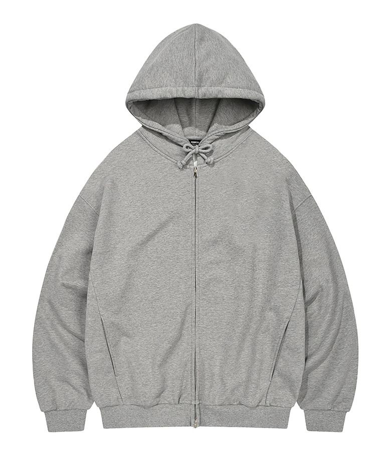 MINIMAL OVER FIT HOODIE ZIP-UP (MELANGE GRAY)