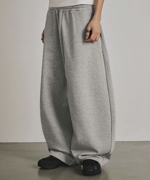 CURVED PINTUCK SWEAT PANTS (MELANGE GRAY)
