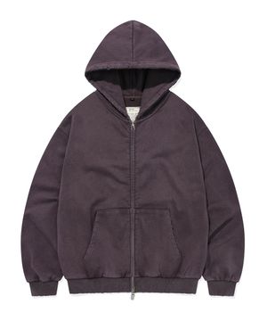 PIGMENT DAMAGE HOODIE ZIP-UP (DEEP PURPLE)