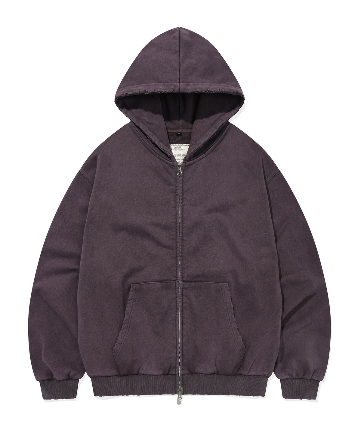 카네이테이(KANEITEI) PIGMENT DAMAGE HOODIE ZIP-UP (DEEP PURPLE)