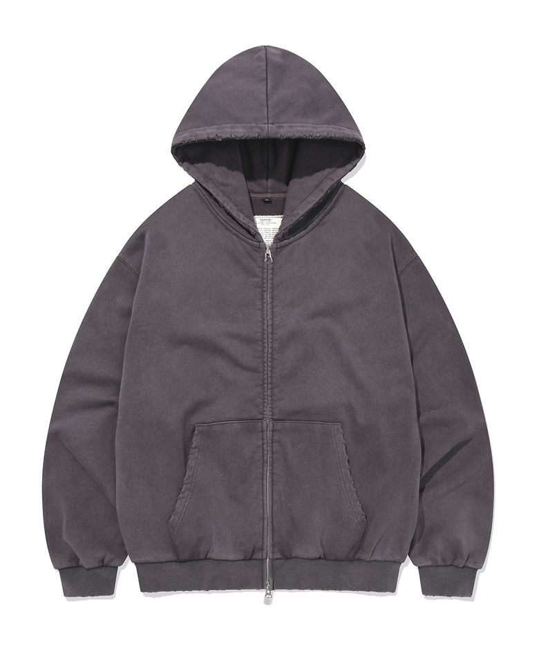 PIGMENT DAMAGE HOODIE ZIP-UP (DEEP PURPLE)