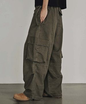 VINTAGE WASHED CARGO PANTS (OLIVE DRAB)