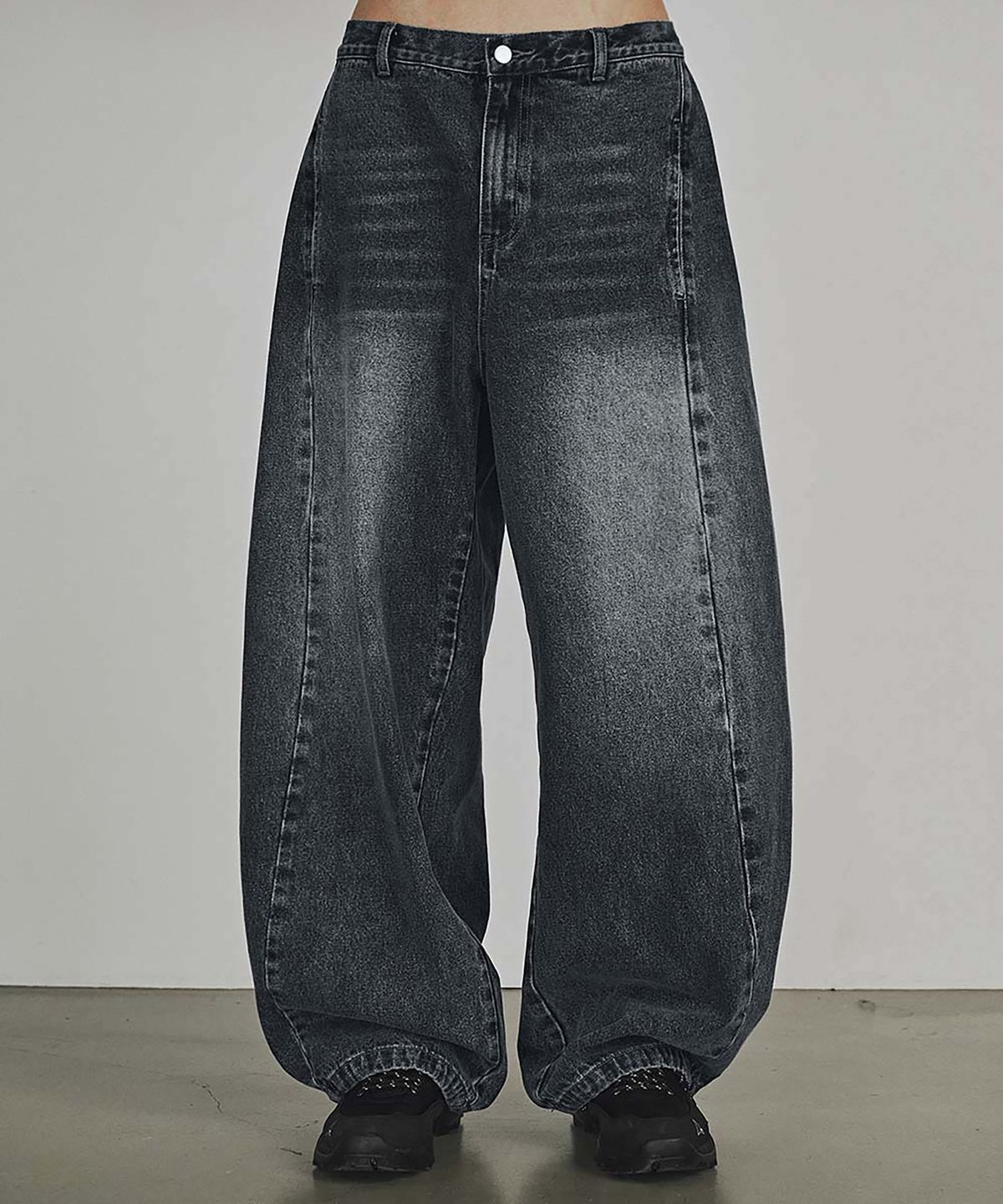 카네이테이(KANEITEI) WASHED STRING WIDE DENIM PANTS (VINTAGE BLUE)