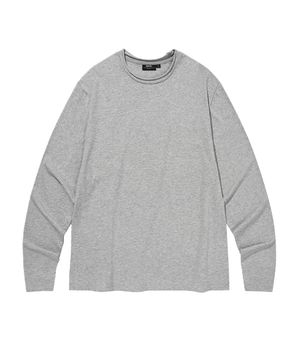 RAW CUT CROP LONG SLEEVES (MELANGE GRAY)