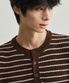 로우 스트라이프 헨리넥 크롭 니트 [브라운]