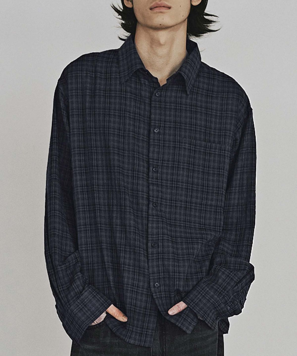 카네이테이(KANEITEI) TONED-DOWN CHECK SHIRTS (NAVY)