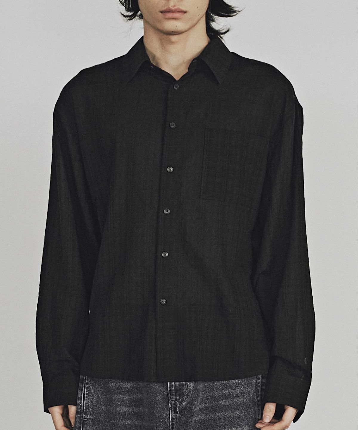 카네이테이(KANEITEI) TONED-DOWN CHECK SHIRTS (BLACK)