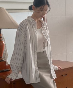 LENE Stripe Shirts (브라운)