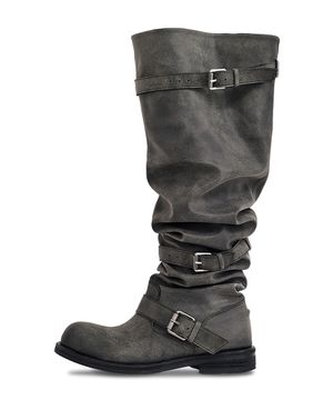 Knee-High Slouchy Long Boots_Dusty Grey