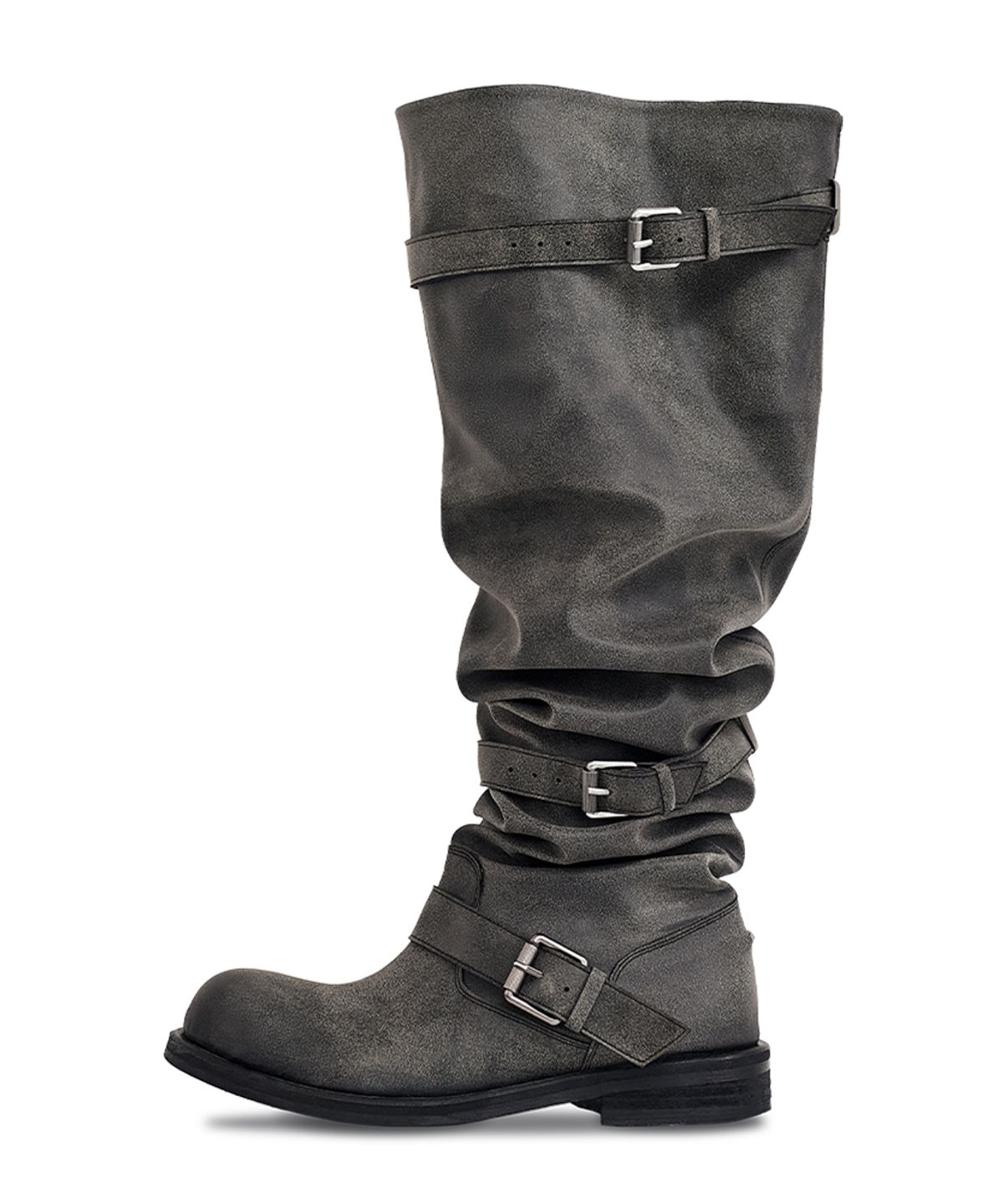 네거티브쓰리(NEGATIVE THREE) Knee-High Slouchy Long Boots_Dusty Grey