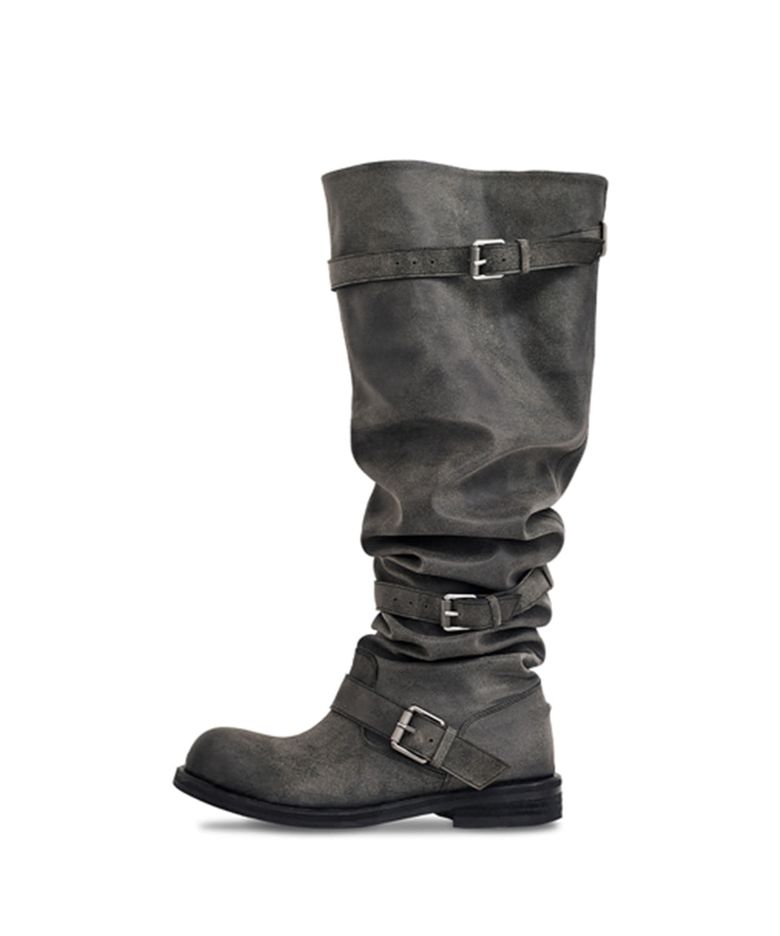 Knee-High Slouchy Long Boots_Dusty Grey