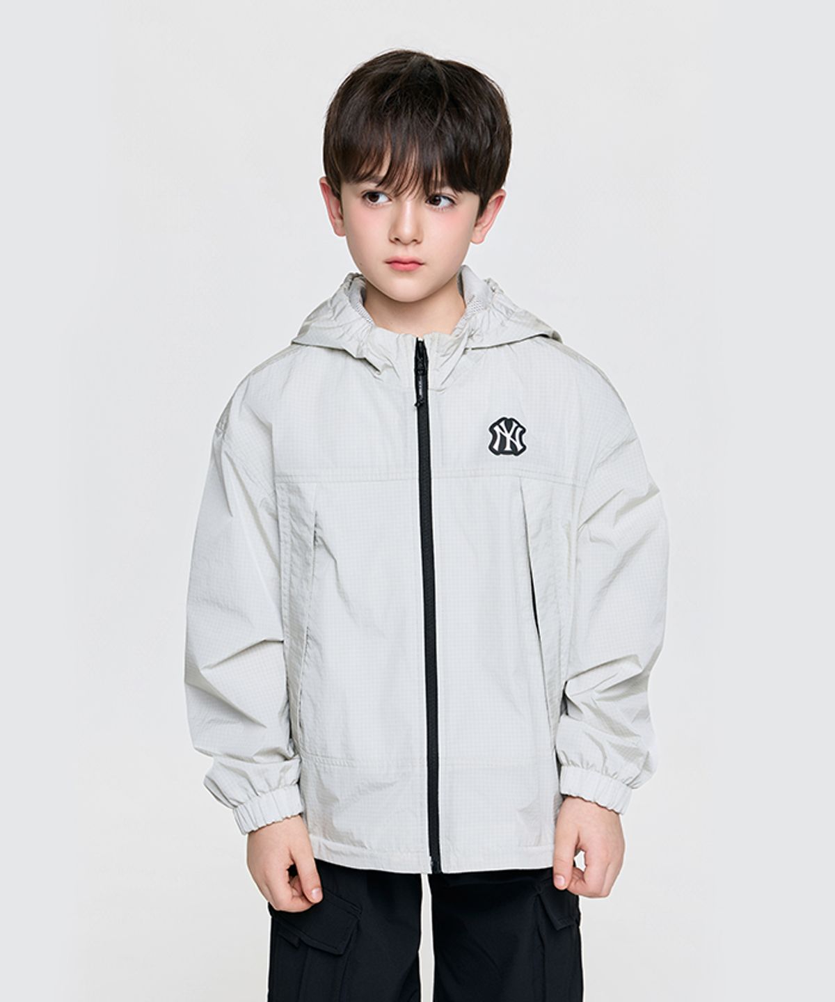 엠엘비 키즈(MLB KIDS) 스트릿 체크 립스탑 바람막이 NY (Mg.Cream)
