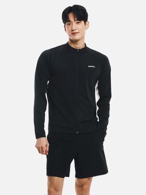 맨 에센셜 릴렉스핏 배색 집업 래쉬가드 블랙  (B6SMWZR103BLK)