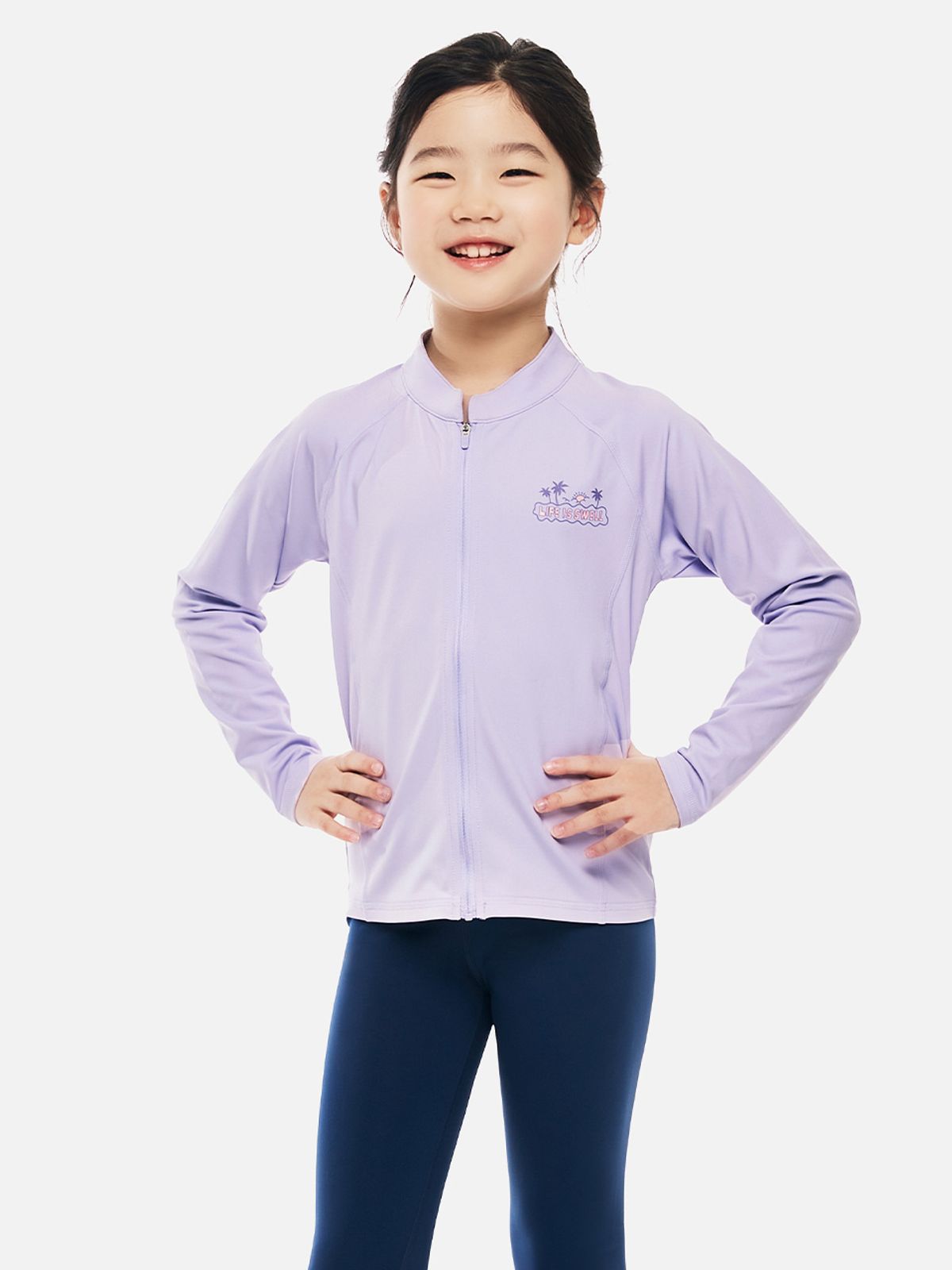 배럴(BARREL) 키즈 에센셜 아트웍 집업 래쉬가드 라벤더 (B6SKWZR301LAV)