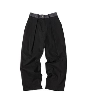 W CHECK CURVED PANTS [BLACK]